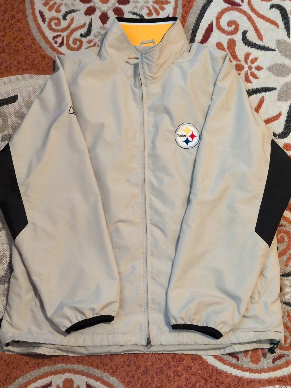 Men's Beige Lightweight Jacket with Black Accents - Pittsburgh Steelers Emblem